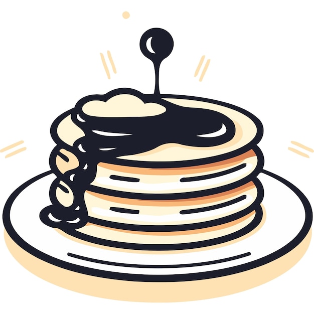 Vector a cute and colorful illustration of a stack of pancakes with syrup and butter