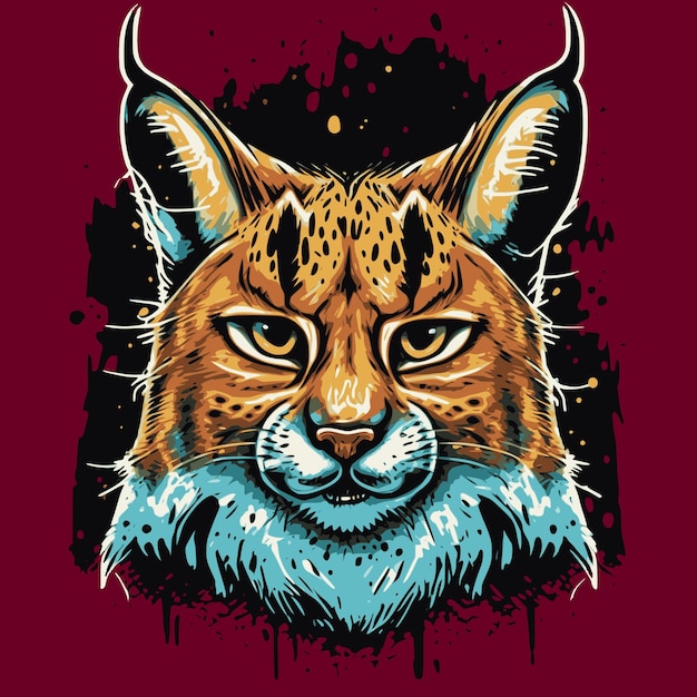 Cute colorful lynx portrait Graffiti style printable design for tshirts mugs cases etc