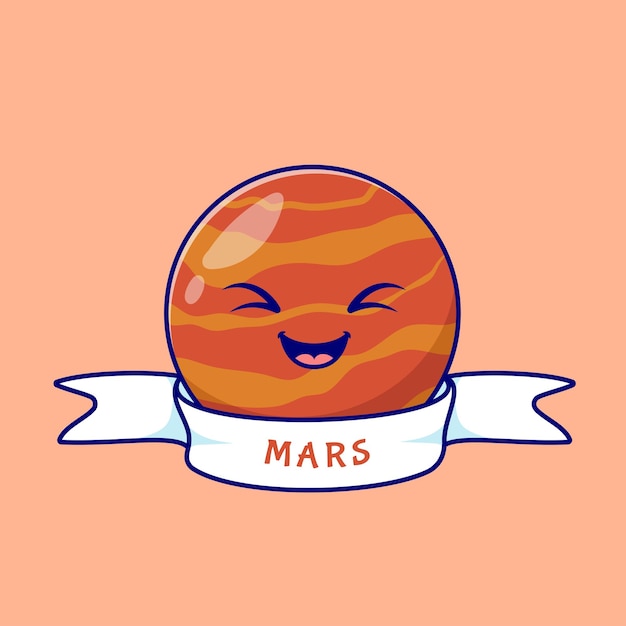 Cute colorful Mars planet logo illustration