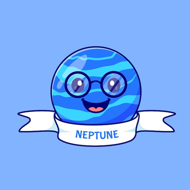 Cute colorful Neptune planet logo illustration