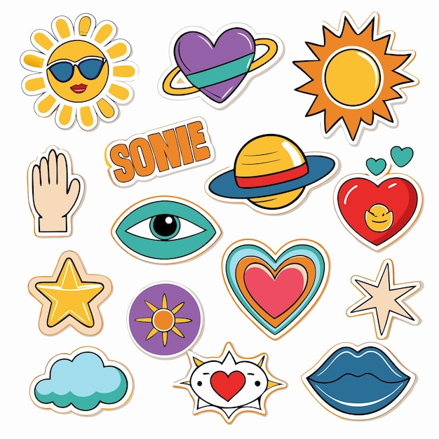 Cute Colorful Patches Sun Hearts Stars More