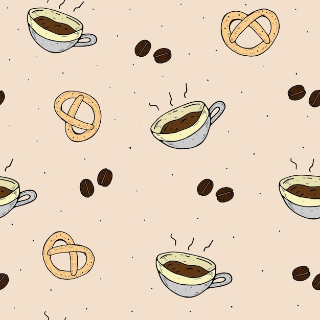 Cute colorful pattern with coffee