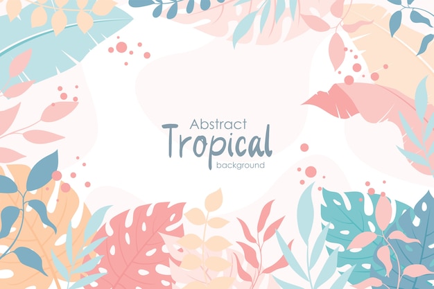 Cute Colorful tropical leaves spring background, simple and trendy  style