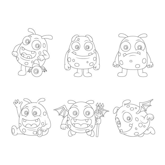 Cute coloring for kids with monster collection