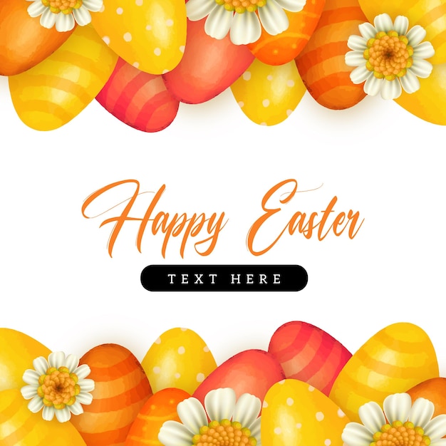 Cute Colourful Happy Easter Sale Poster Banner Background with Eggs Free Vector