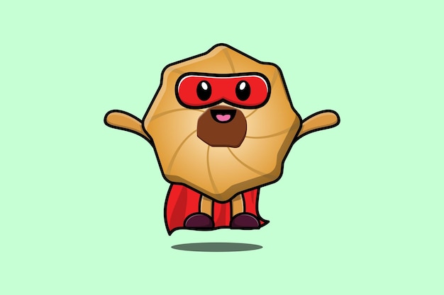 Cute Cookies superhero character fly illustration