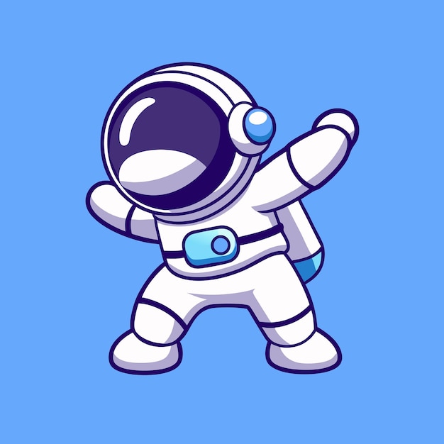 Vector cute cool astronaut dabbing pose cartoon vector icon illustration astronaut fashion icon minimalist