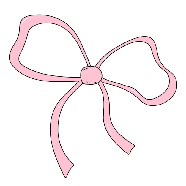 Vector cute coquette pink bow pink bowknot ribbon for gift present doodle bow in y2k stylevector ill