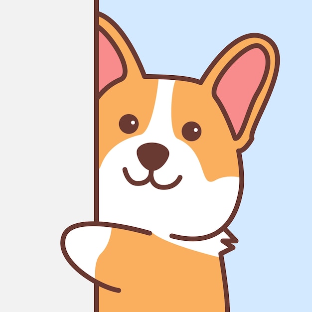 Cute corgi dog peeking cartoon vector illustration