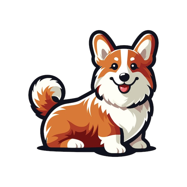 Cute corgi dog sitting cartoon vector illustration