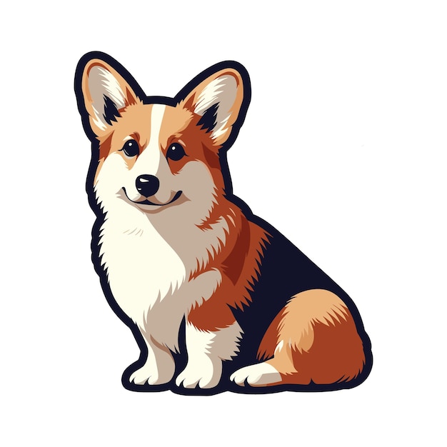 Cute corgi dog sitting cartoon vector illustration