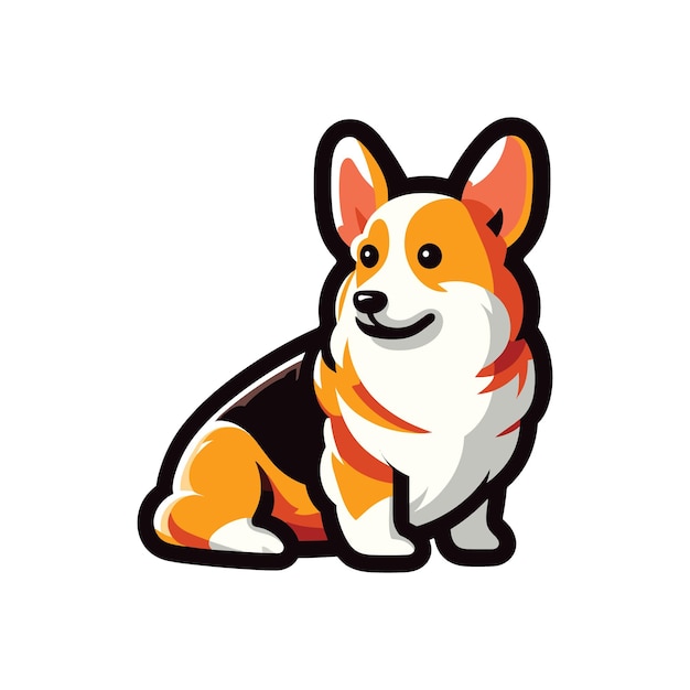 Cute corgi dog sitting cartoon vector illustration