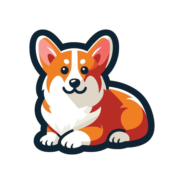 Cute corgi dog sitting cartoon vector illustration