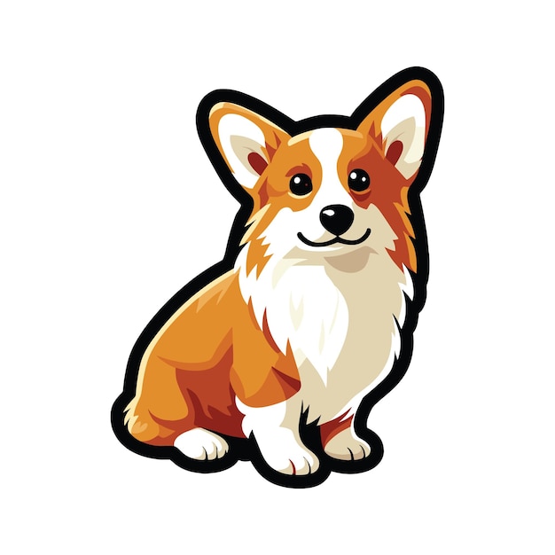 Vector cute corgi dog sitting cartoon vector illustration