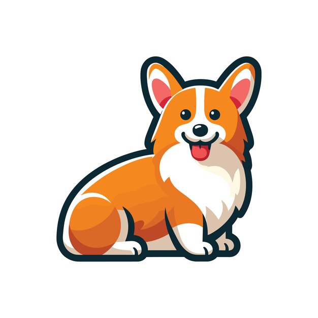 Vector cute corgi dog sitting cartoon vector illustration