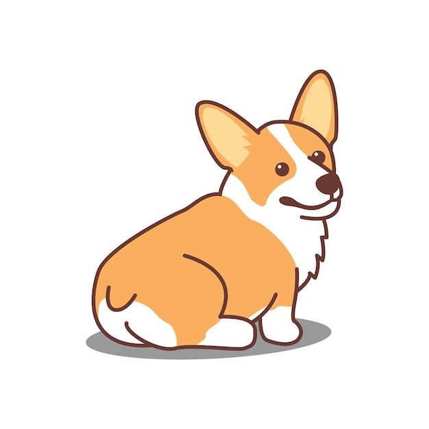 Cute corgi dog sitting cartoon  