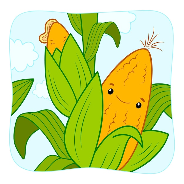 Cute Corn cartoon Corn clipart vector Nature background