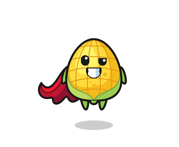 The cute corn character as a flying superhero , cute style design for t shirt, sticker, logo element