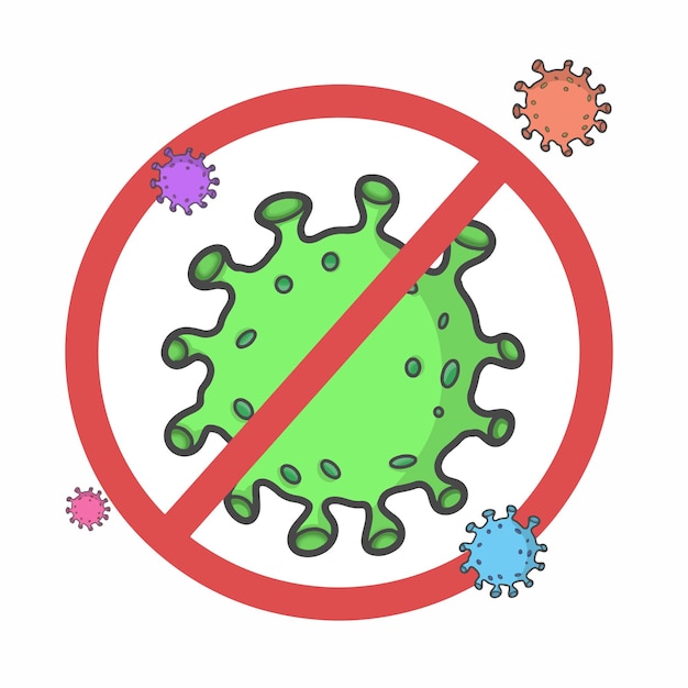 Cute Corona Virus Character Flat Cartoon Vector Template Design Illustration