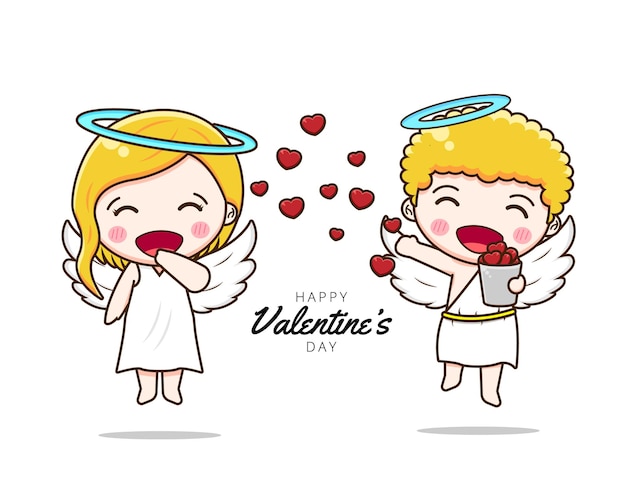 Cute couple cupid sharing love