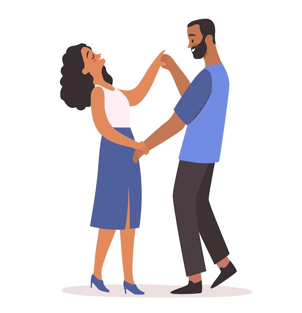 Cute couple dancing Happy man and woman in love dancing  Isolated vector couple