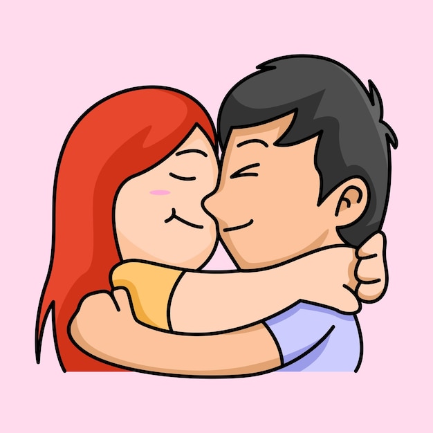 cute couple hugging cartoon design