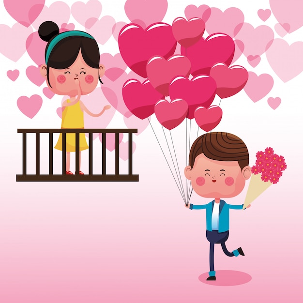 Vector cute couple in love cartoons