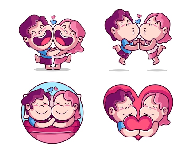 Cute couple valentines day character collection