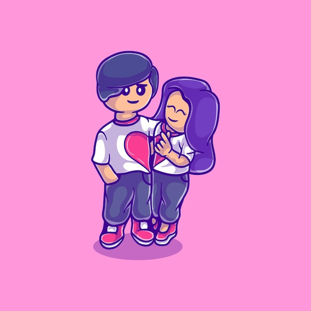 Cute couple valentines day illustration