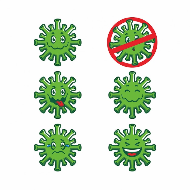 Cute Covid 19 Virus Cartoon design vector set bundle