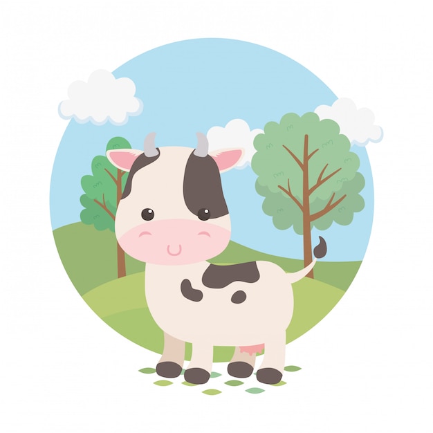 Cute cow animal farm character