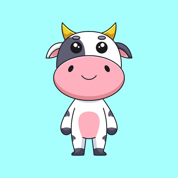 Cute cow cartoon doodle art hand drawn concept vector kawaii icon illustration