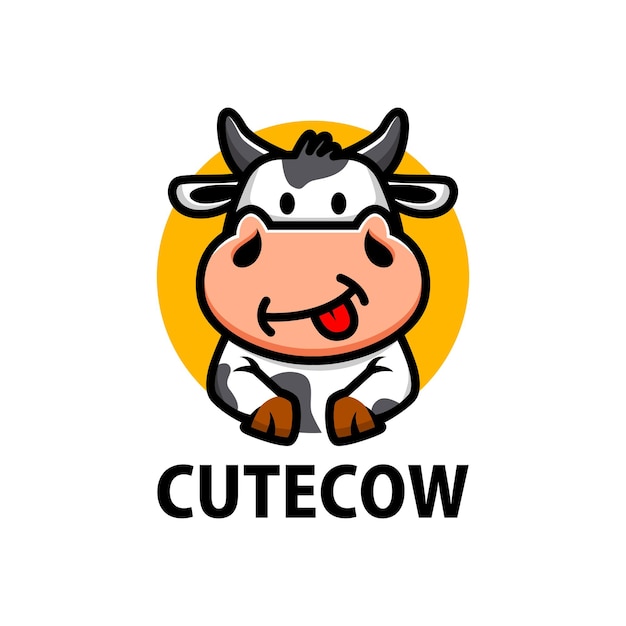 Cute cow cartoon logo