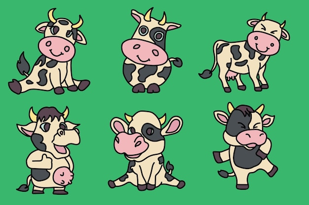 Cute cow character cartoon style