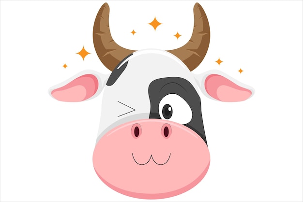 Cute Cow Expression Sticker Design