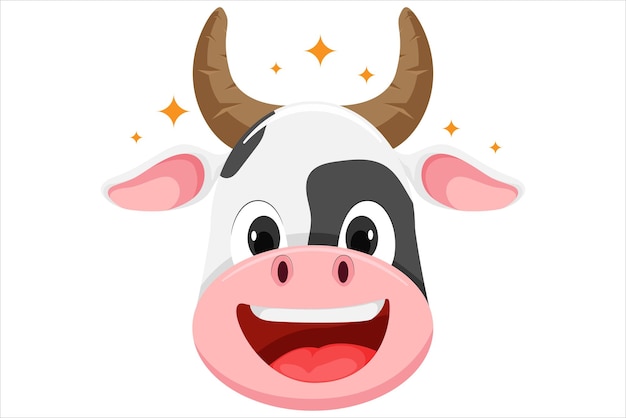 Cute Cow Expression Sticker Design