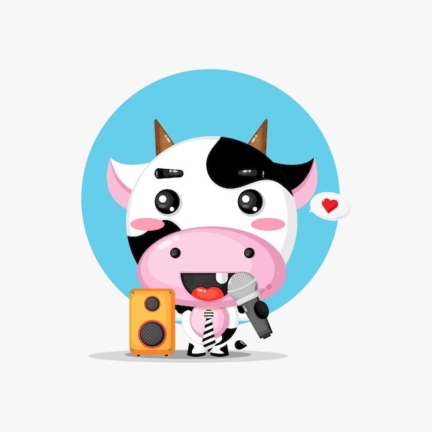 Cute cow is singing