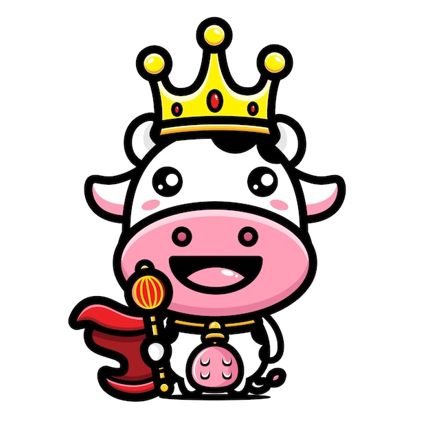 cute cow king character design