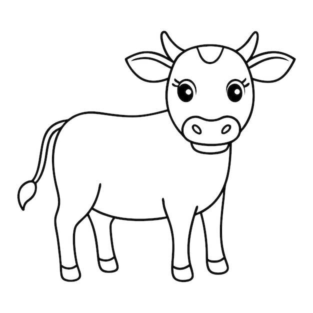 Vector cute cow outline adorable farm animal illustration for coloring and crafts