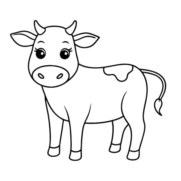 Vector cute cow outline adorable farm animal illustration for coloring and crafts