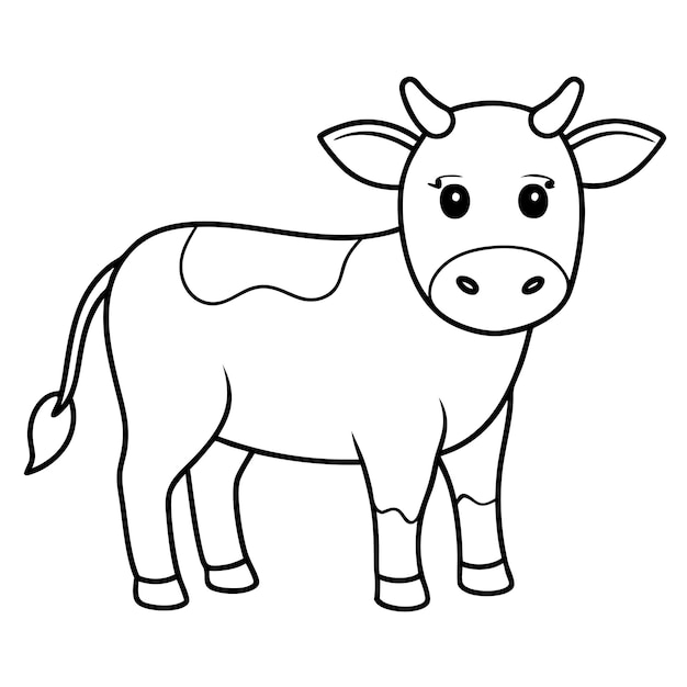 Vector cute cow outline adorable farm animal illustration for coloring and crafts