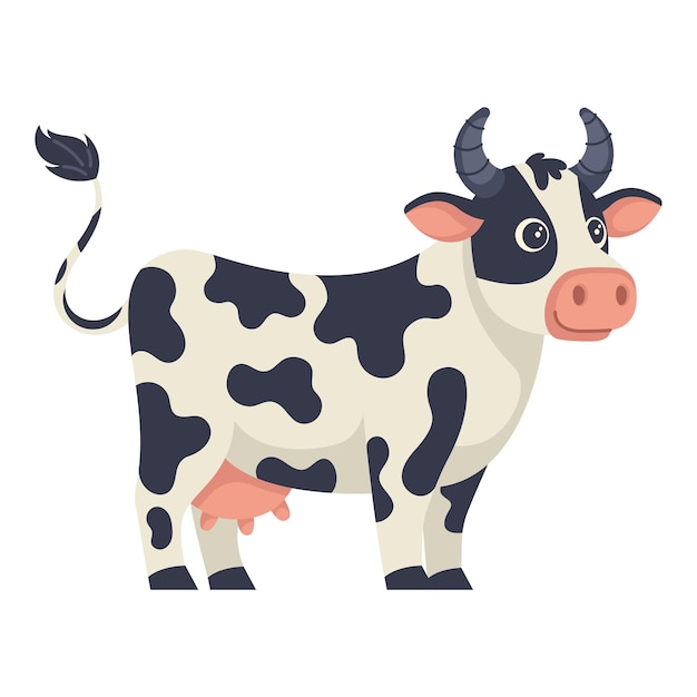 Cute cow side view isolated on white background hand drawn