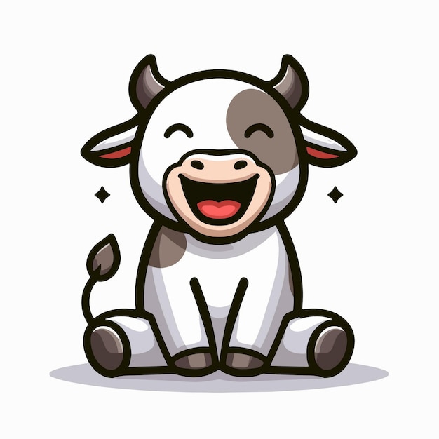 cute cow sitting vector illustration