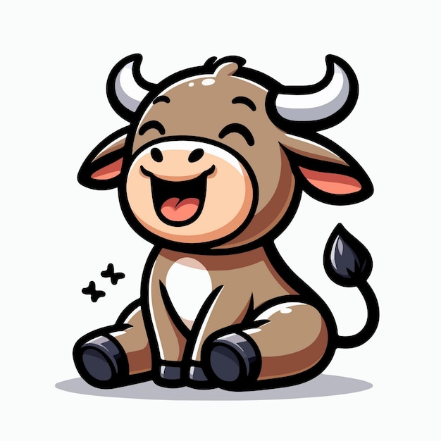 cute cow sitting vector illustration