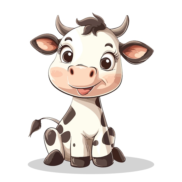 Cute cow vector cartoon illustration