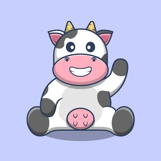 Cute Cow waving hand and Smile cartoon vector illustration Premium Vector