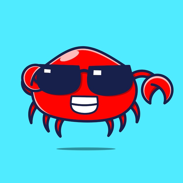 Cute crab character with sunglasses