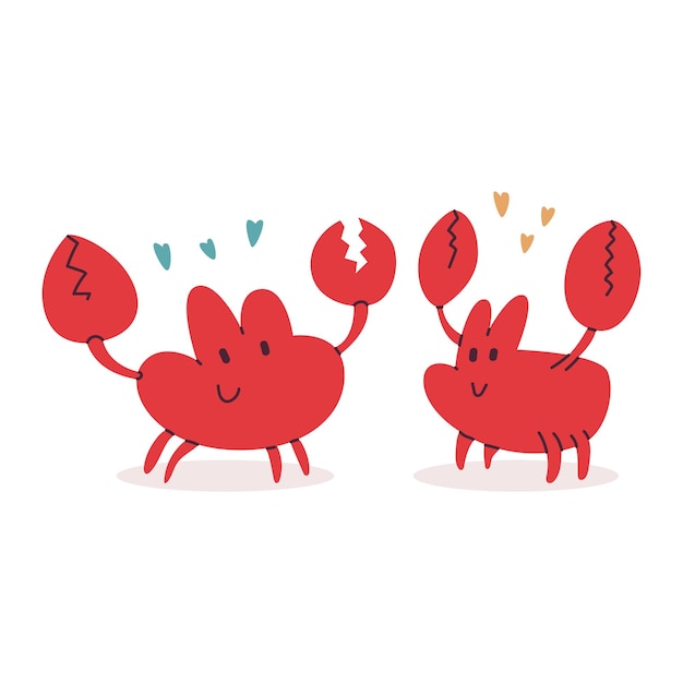 Cute crabs in love Valentine's day vector cartoon character isolated on a white background