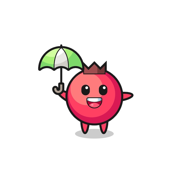 Cute cranberry illustration holding an umbrella