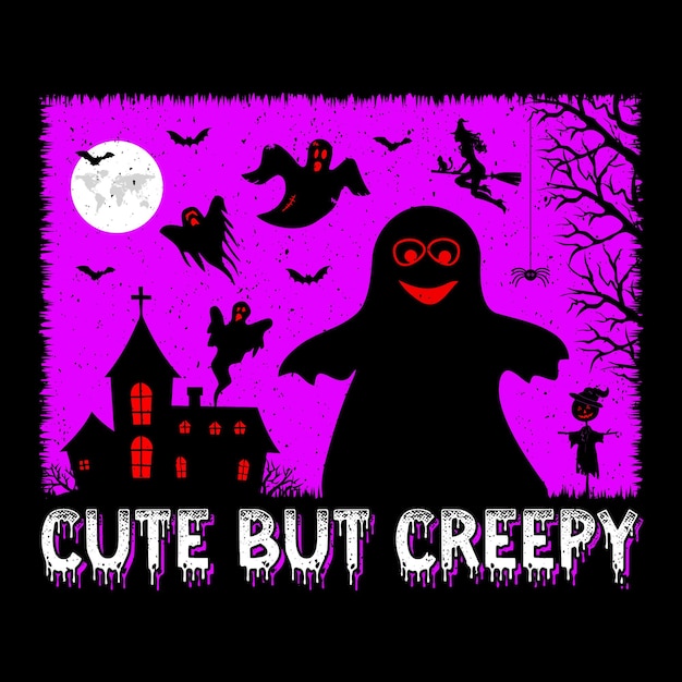 Cute But Creepy Halloween TShirt Design Vector Graphic SVG